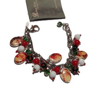 Bethany Lowe Vintage Style Christmas Picture Charm Bracelet Santa